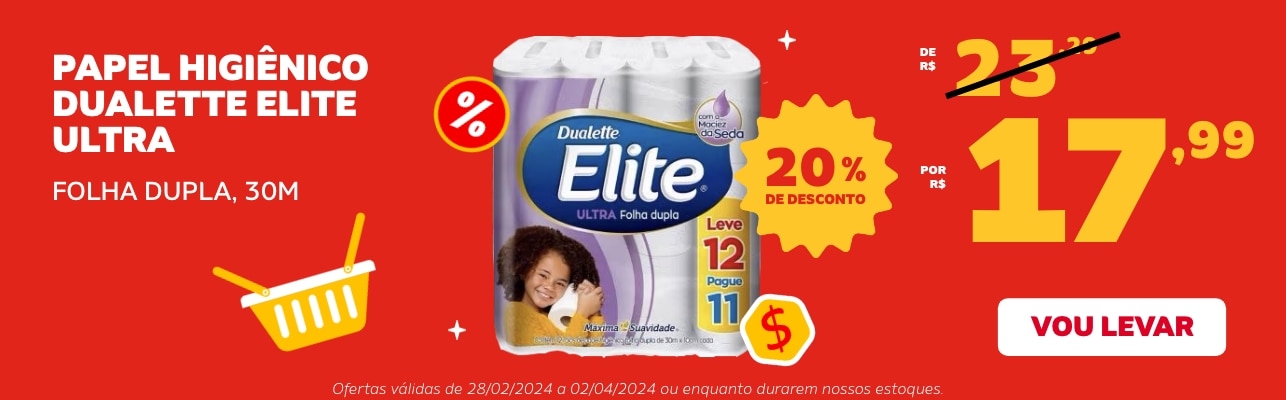 Papel Higienico Elite Folha Dupla Dualette 12pc: Papel Higienico Elite Folha Dupla Dualette 12pc
